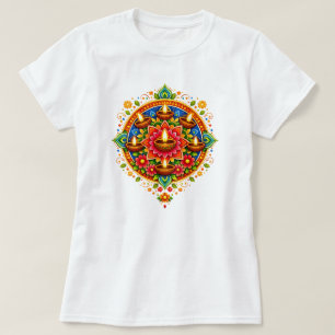 Camiseta 🎆❤️ Diwali Rangoli con Diya