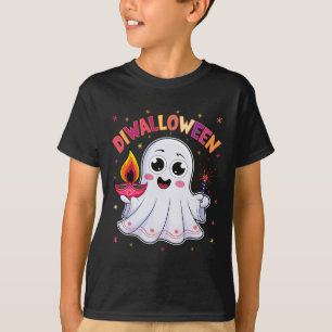 Camiseta Diwalloween Diwali Halloween Fun Boo Ghost Lantern