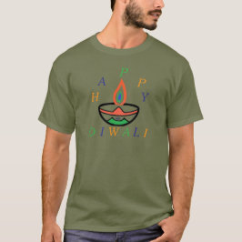 Camiseta Diya actualizado - Feliz diseño Diwali tricolor