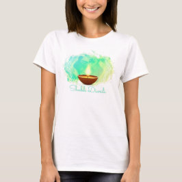 Camiseta Diya Diwali Green Watercolor