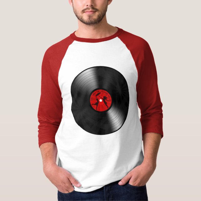 Camiseta DJ ahorró anoche mi negro del disco de vinilo de (Anverso)