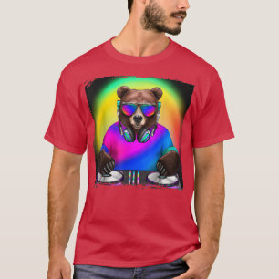 Camiseta Dj arcoiris oso Gafas de sol grizzly Funny Disk Jo
