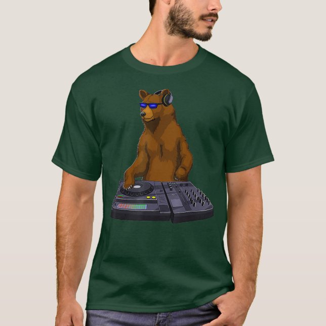 Camiseta DJ Bear Turntable Music Novelier Equalizer (Anverso)
