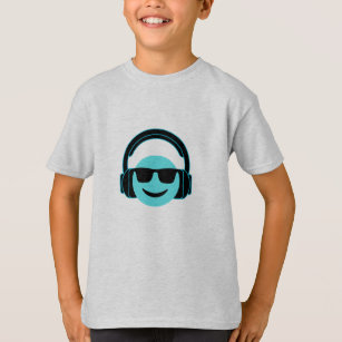 Camiseta DJ Blue Smile Face Gray Color Kids T-Shirt