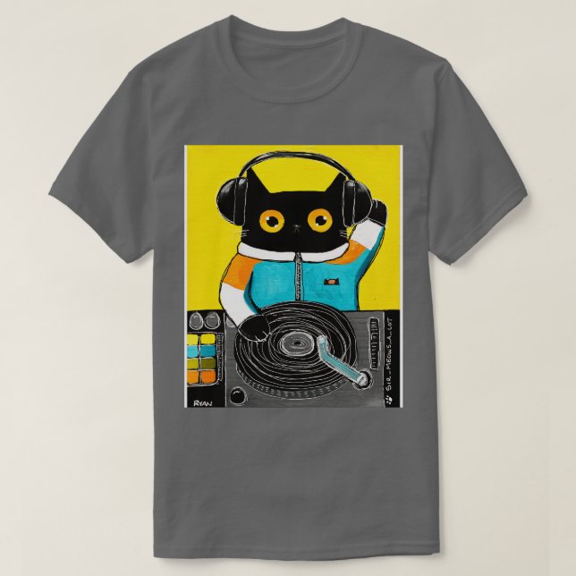 Camiseta DJ Cat (Diseño del anverso)