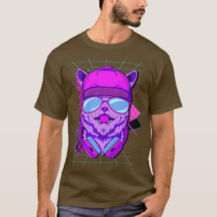 Camiseta DJ Cat Cute Music Cat Vaporwave Retro de 1980 y