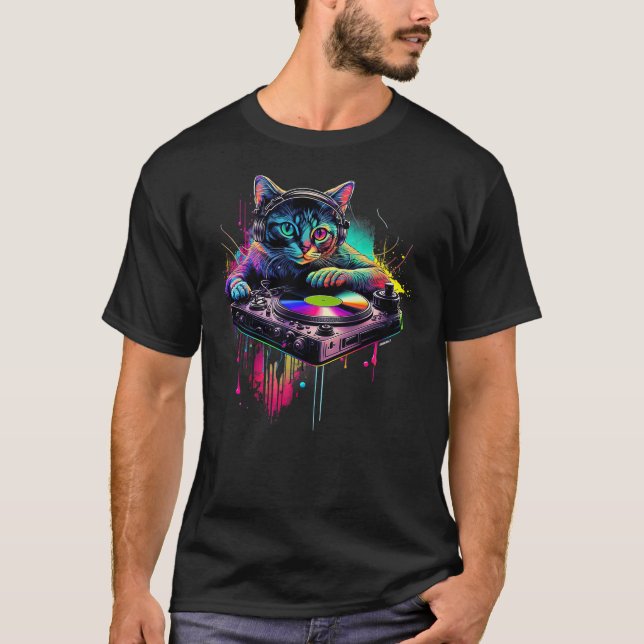 Camiseta DJ Cat  Disco Cat  Black Party Cat  Cats (Anverso)