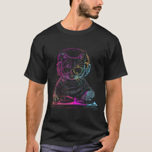 Camiseta Dj Cat Edm Techno House Music Funny Cat Lover