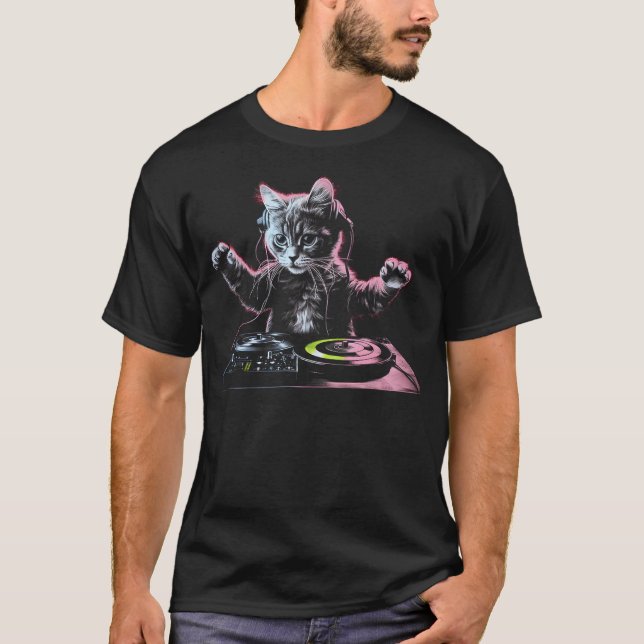 Camiseta DJ Cat Funny DJ Equipment Drawer Cute Cat Women Me (Anverso)