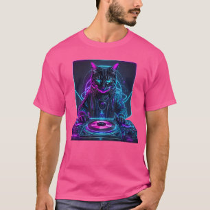 Camiseta Dj Cat Funny House Meow Fiesta de música Edm Techn