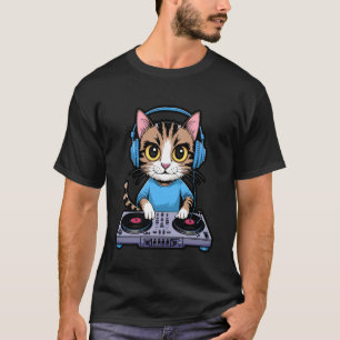 Camiseta DJ Cat Rainbow House Music Kitty Tee