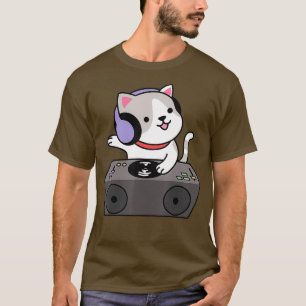 Camiseta DJ Cat Scratch Turable Music Kitten Musical