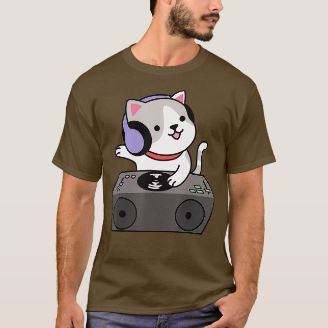 Camiseta DJ Cat Scratch Turable Music Kitten Musical (Anverso)
