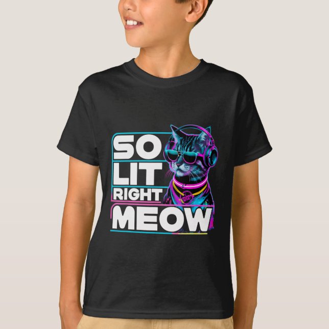 Camiseta Dj Cat Tan Lit Right Meow Edm Techno Rave Fiesta F (Anverso)