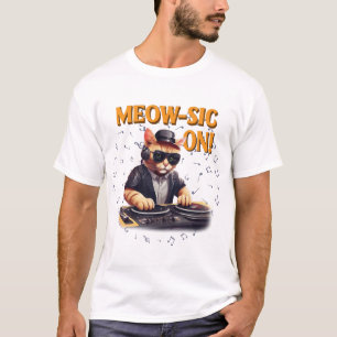 Camiseta DJ Cat Tee Gato Tocando Un Camisón De Guitarra G