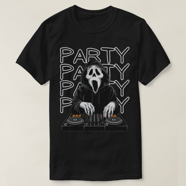 Camiseta DJ de fiesta de terror (Diseño del anverso)