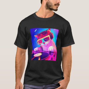 Camiseta DJ De Gato Vaporwave Hombres Estéticos Niños Chica