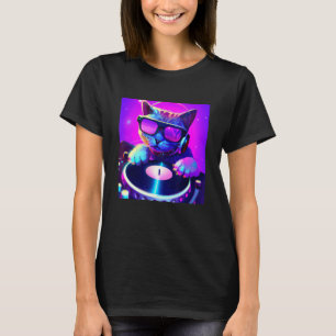 Camiseta DJ De Gato Vaporwave Hombres Estéticos Niños Chica
