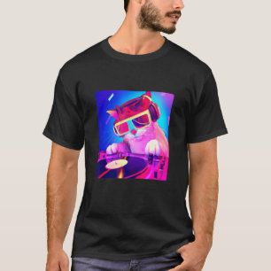 Camiseta DJ De Gato Vaporwave Hombres Estéticos Niños Chica
