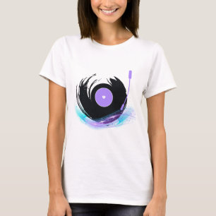 Camiseta DJ de la vieja escuela - T de vinil girable retro 