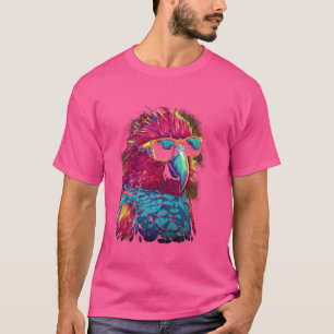 Camiseta DJ de loro colorido con gafas de sol loros african