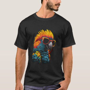 Camiseta DJ de loro colorido con gafas de sol loros african