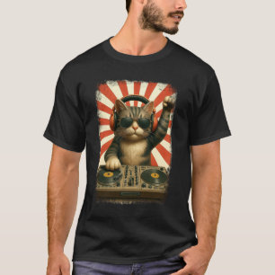 Camiseta DJ de moda Cat Disco Sonido Tech Auricular Electro