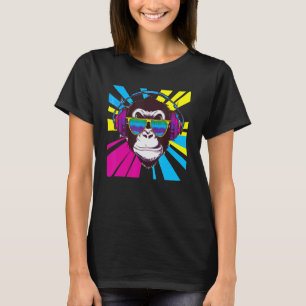 Camiseta DJ de monos con audífonos y gafas de sol