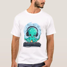 Camiseta DJ de pulpo feliz, Fiesta