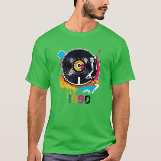 Camiseta DJ de vinilo retro vintage 1990 colorida