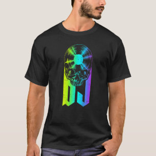 Camiseta Dj Disk Jockey Vinyl Record Music Gothic Skull Lp