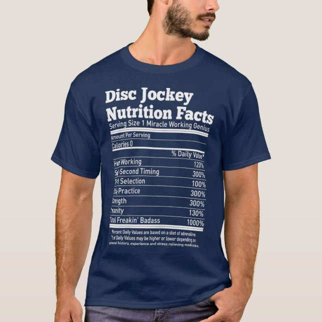 Camiseta Dj divertido sobre los hechos nutricionales del jo (Anverso)