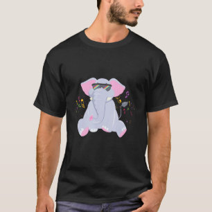 Camiseta Dj Elephant Animal Musical Notes Disco