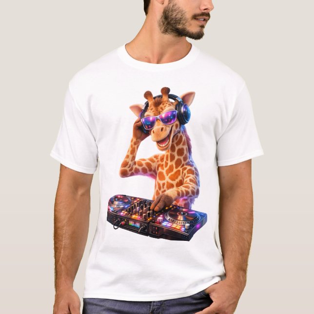 Camiseta DJ Giraffe 4D Party Vibes (Anverso)
