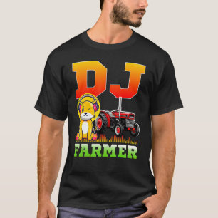 Camiseta Dj Granjero Gato Granja Conduciendo Tractor Música