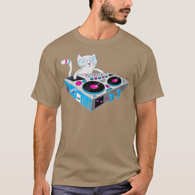 Camiseta DJ Kitty Shirt Funny Cat Tee Disco DJ Kitten T (Anverso)