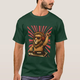 Camiseta DJ Lion – Arte de música con estilo retro genial