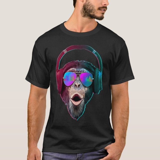 Camiseta DJ Monkey  Disc Jockey Música Rave (Anverso)