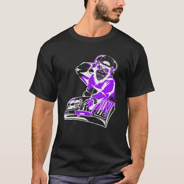 Camiseta DJ Monkey Music Fiesta Fun Gafas de sol Diversión  (Anverso)