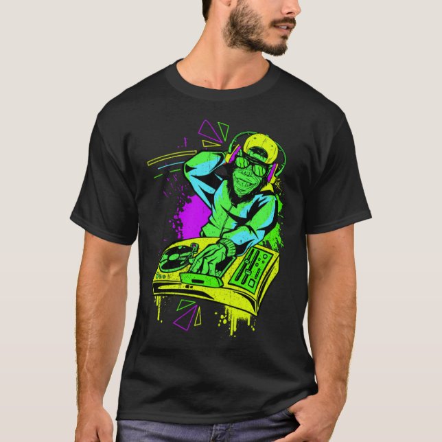 Camiseta DJ Monkey Music Party Fun Sunglasses Dance Party M (Anverso)