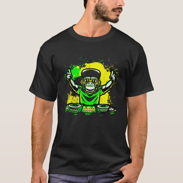 Camiseta DJ Monkey Music Party Fun Sunglasses Dance Party M (Anverso)