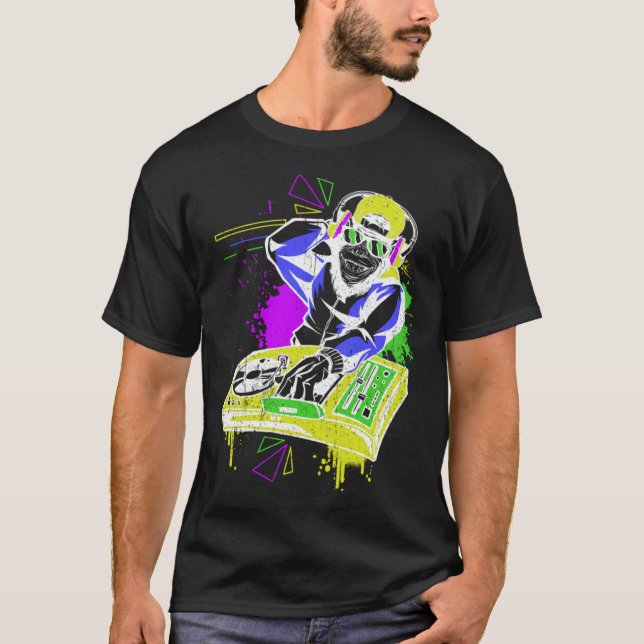 Camiseta DJ Monkey Music Party Fun Sunglasses Monkey Headph (Anverso)