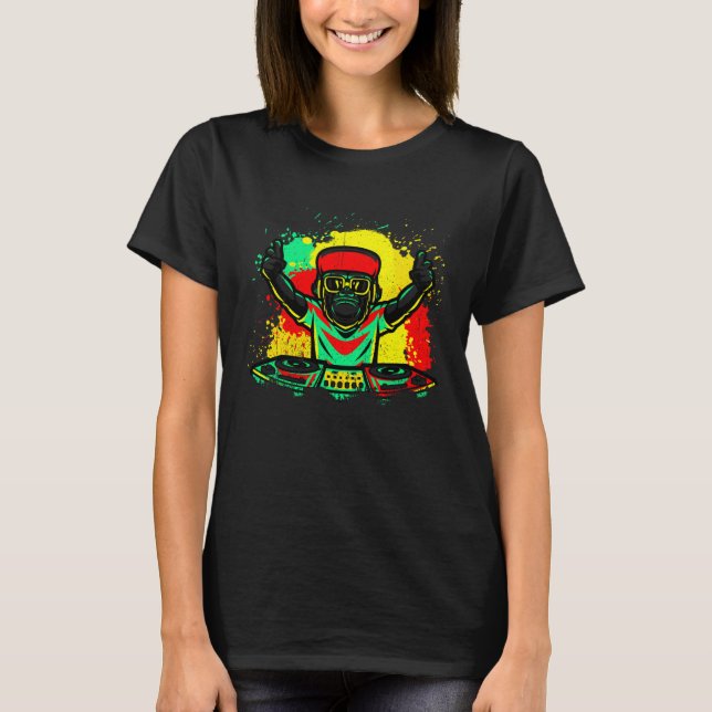 Camiseta DJ Monkey Music Party Fun Sunglasses Monkey Headph (Anverso)