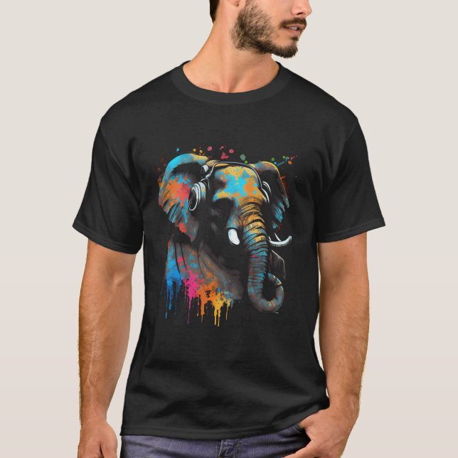 Camiseta Dj Music Fan Elephant Fiesta Fiesta Set Mus (Anverso)