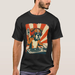 Camiseta DJ Música House Perro Boxer Retro Amante de los Pe