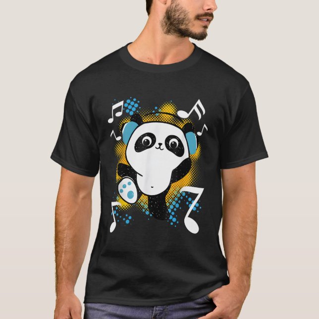 Camiseta Dj Panda Con Auriculares (Anverso)