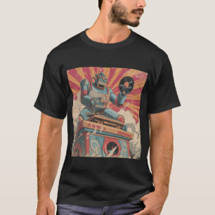 Camiseta DJ Robot Retro con Vinilo — Explosión de Sol de Có