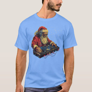 Camiseta DJ Santa Claus Girando Ritmos Navideños Divertida 