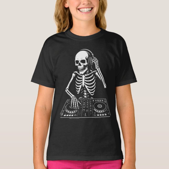 Camiseta DJ Skeleton playing the live music (Anverso)