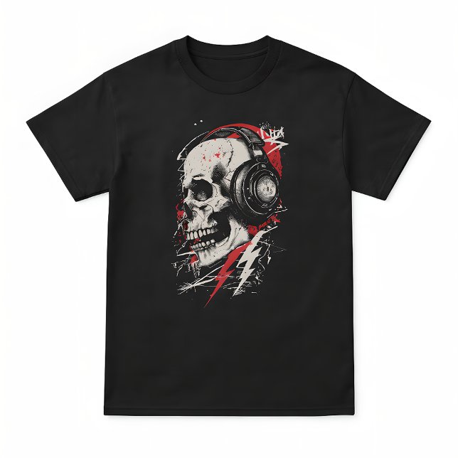 Camiseta DJ Skull Headphones Lightning Music Electronic Got (Subido por el creador)